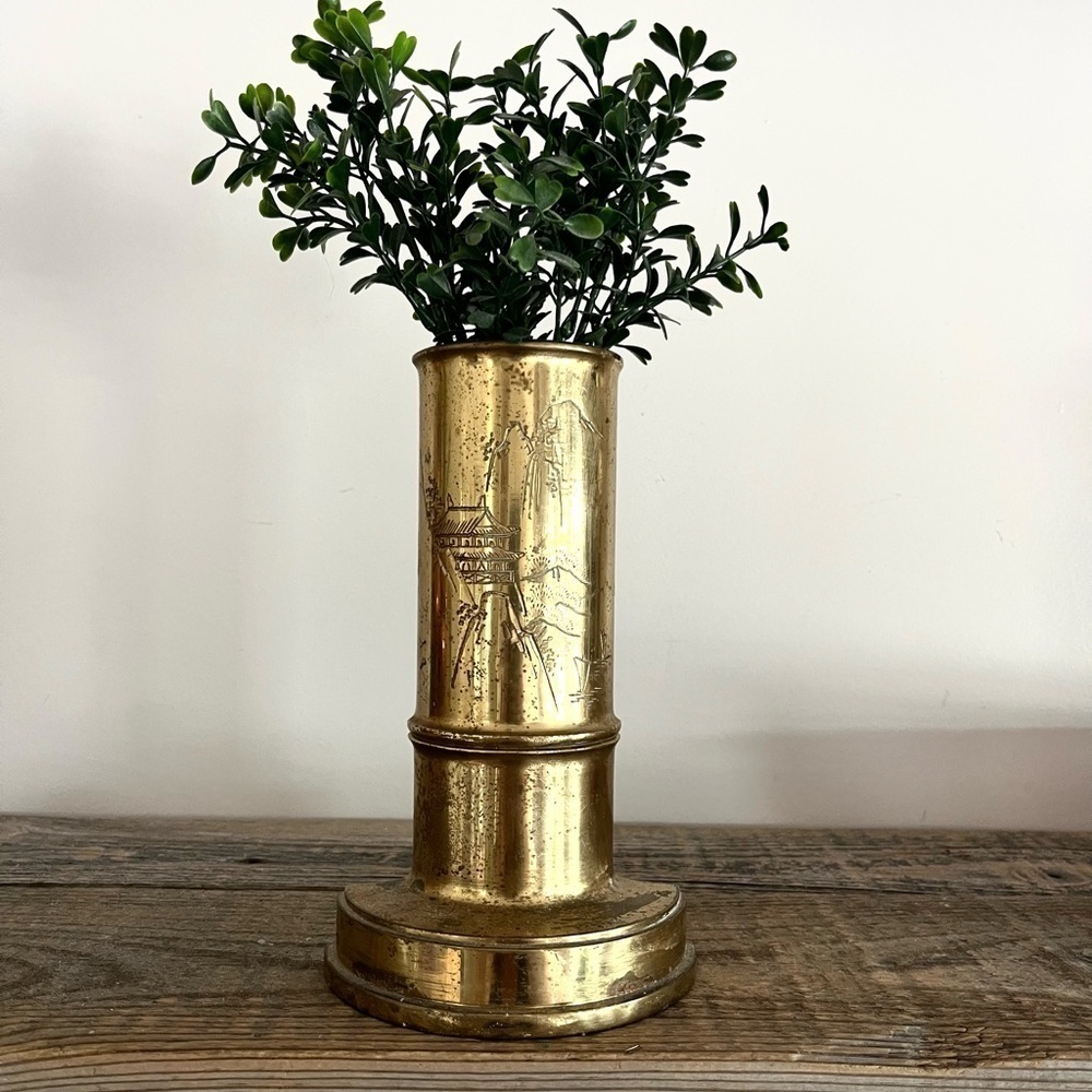 Brass etched wall pocket Vase